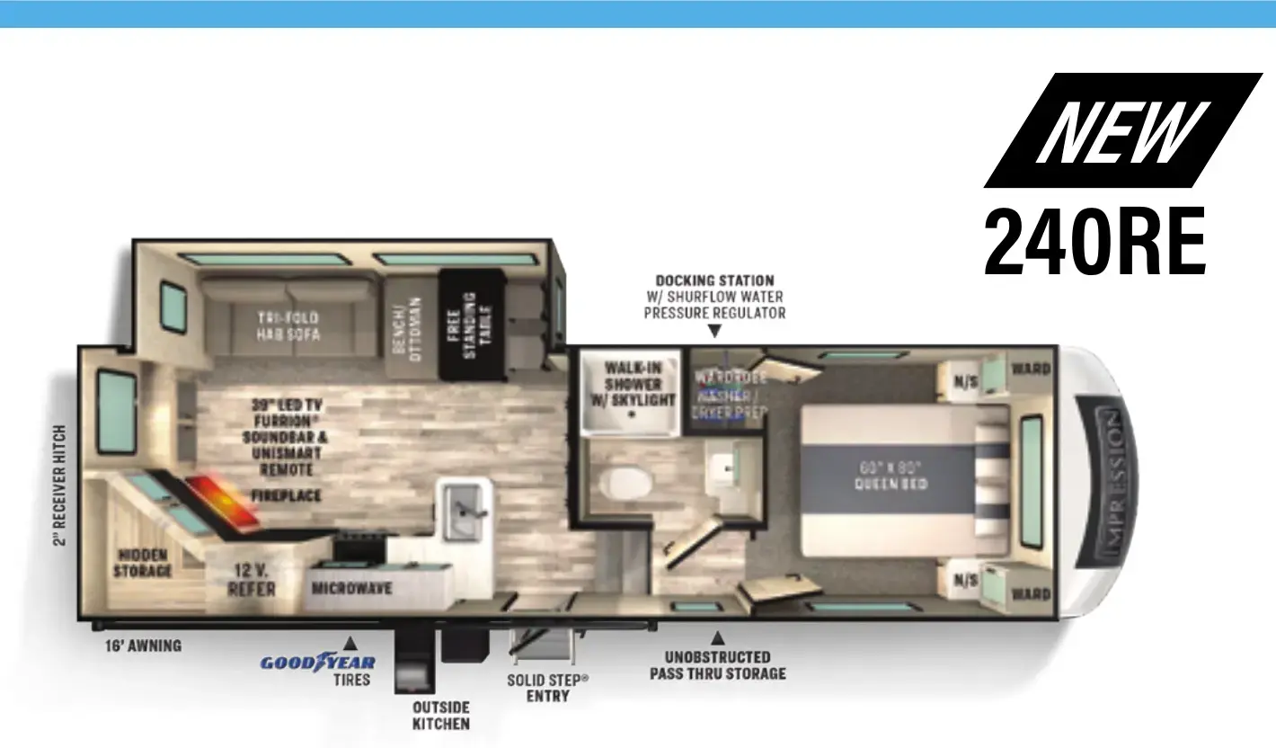 Original 2021 Forest River Impression 240RE manufacturer floorplan